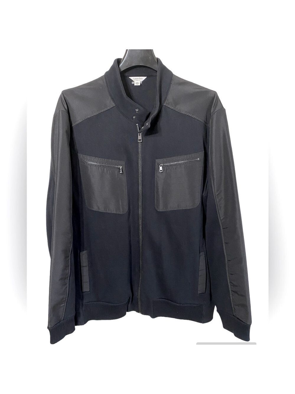 Calvin Klein-XXL knit full zip black jacket. Sharp/modern. Excellent condition!
